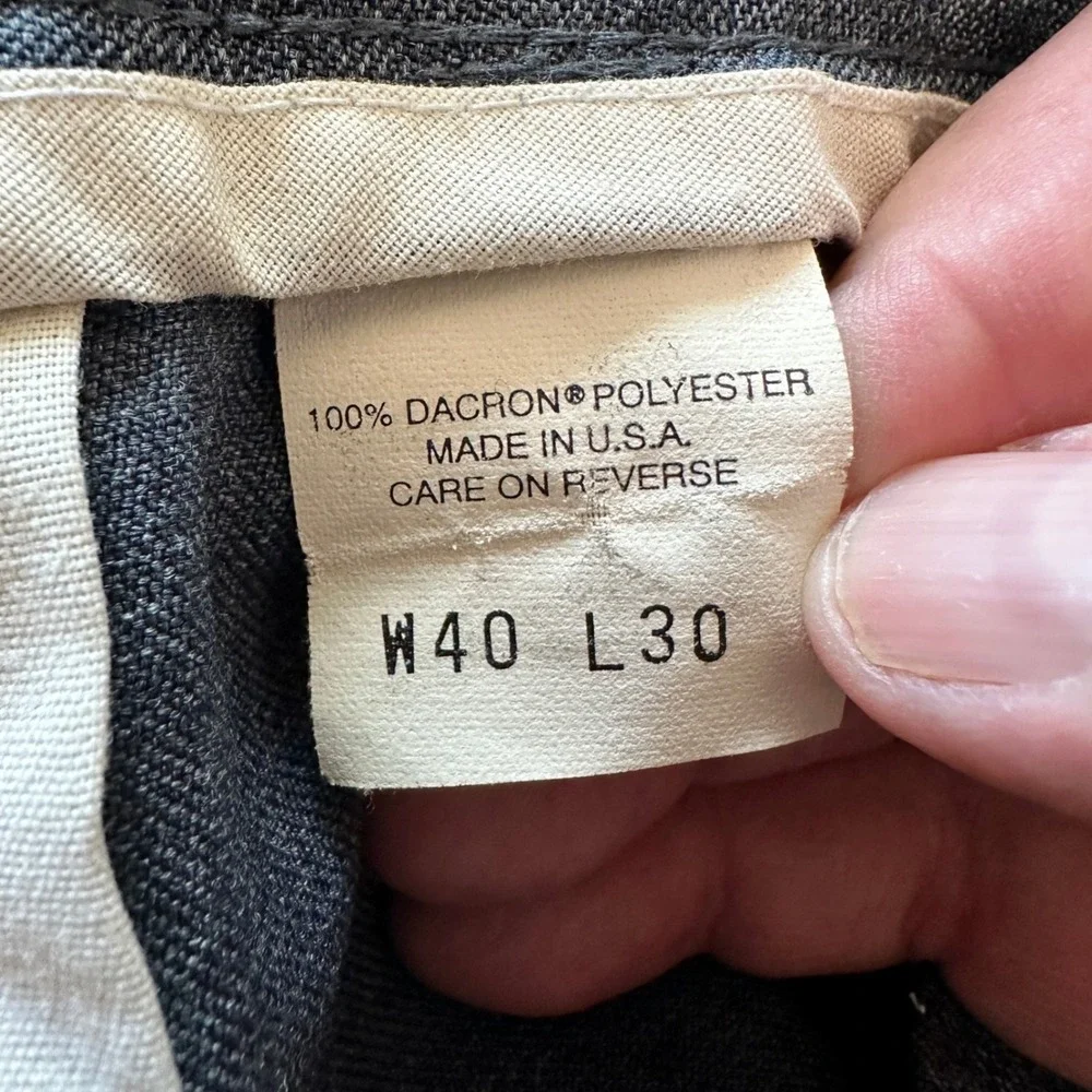 VTG Levi Strauss Action Slacks Trousers Men 40x30 Grey Vintage Polyester 90s EUC
